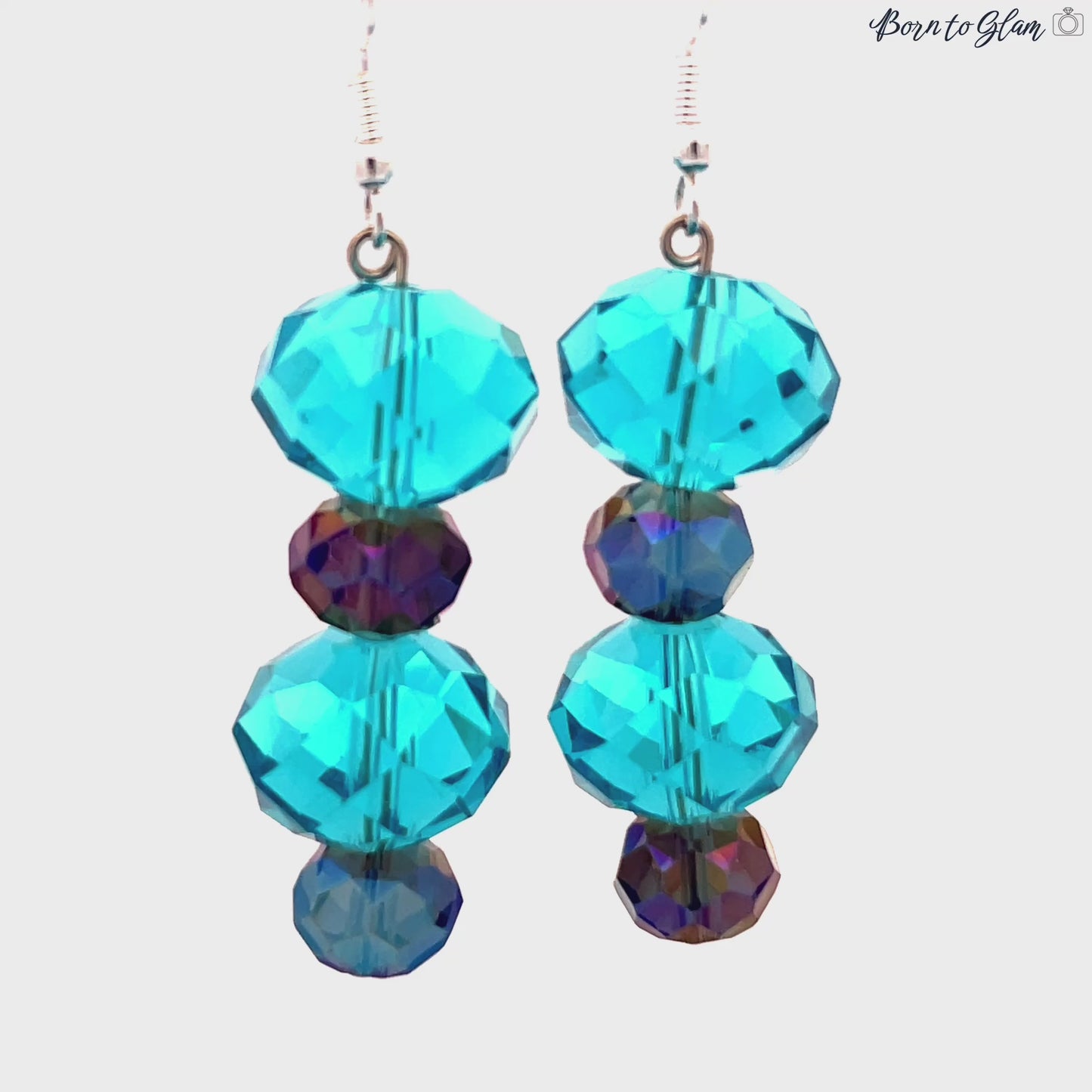 Load and play video in Gallery viewer, Sky Blue Double Tier Crystal Rondelle Earrings
 Born To Glam