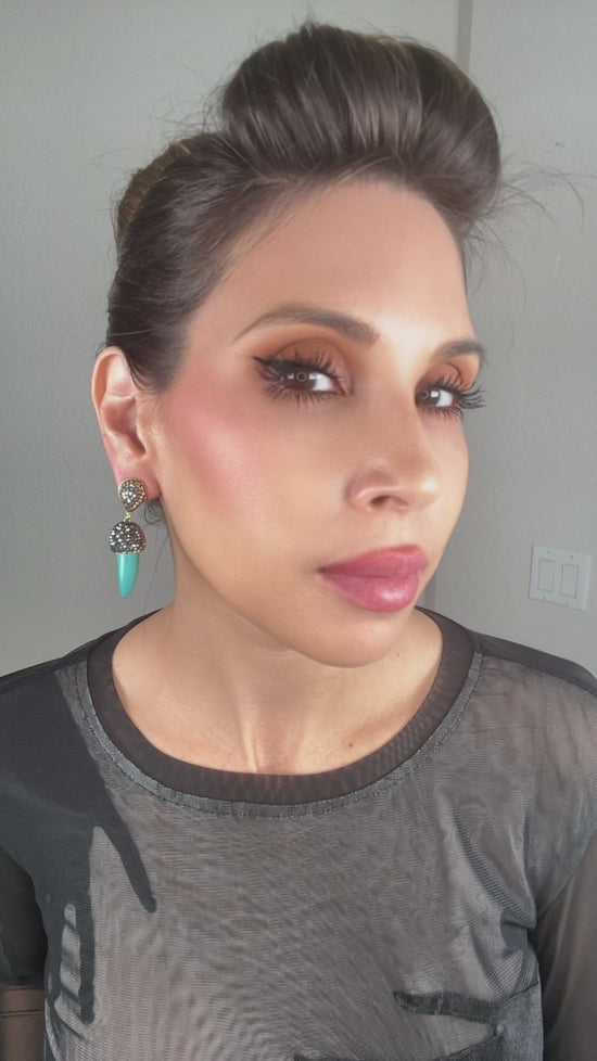 Load and play video in Gallery viewer, Turqouise Mini Horn Crystal Earring
 Born To Glam