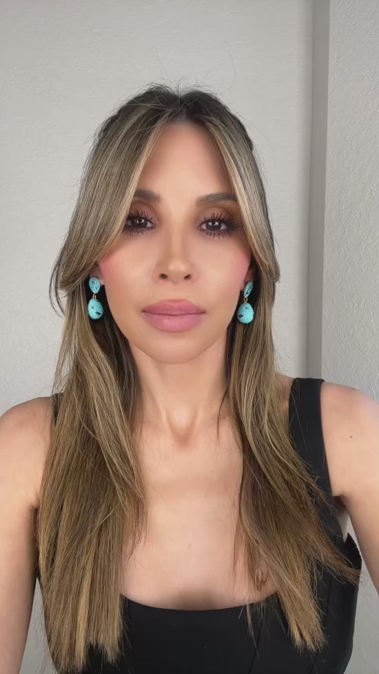 Load and play video in Gallery viewer, Turquoise Crystal &amp;amp; Quartz Sterling Silver Dangle Earring
 Born To Glam