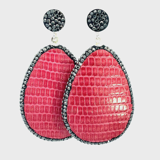 Load and play video in Gallery viewer, Leather 925 Sterling Silver Teardrop Earrings
 Born To Glam