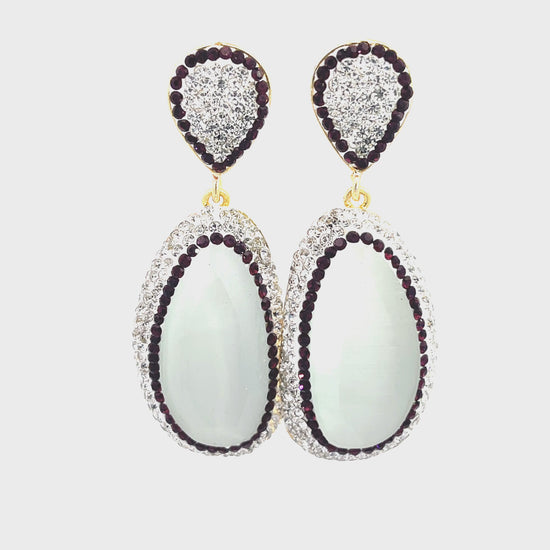Load and play video in Gallery viewer, Cats Eye Gemstone Crystal Statement Earrings
 Born To Glam