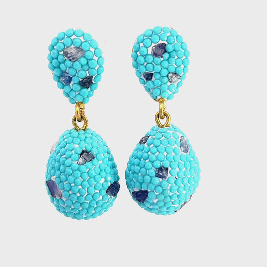 Load and play video in Gallery viewer, Turquoise Crystal &amp;amp; Quartz Sterling Silver Dangle Earring
 Born To Glam