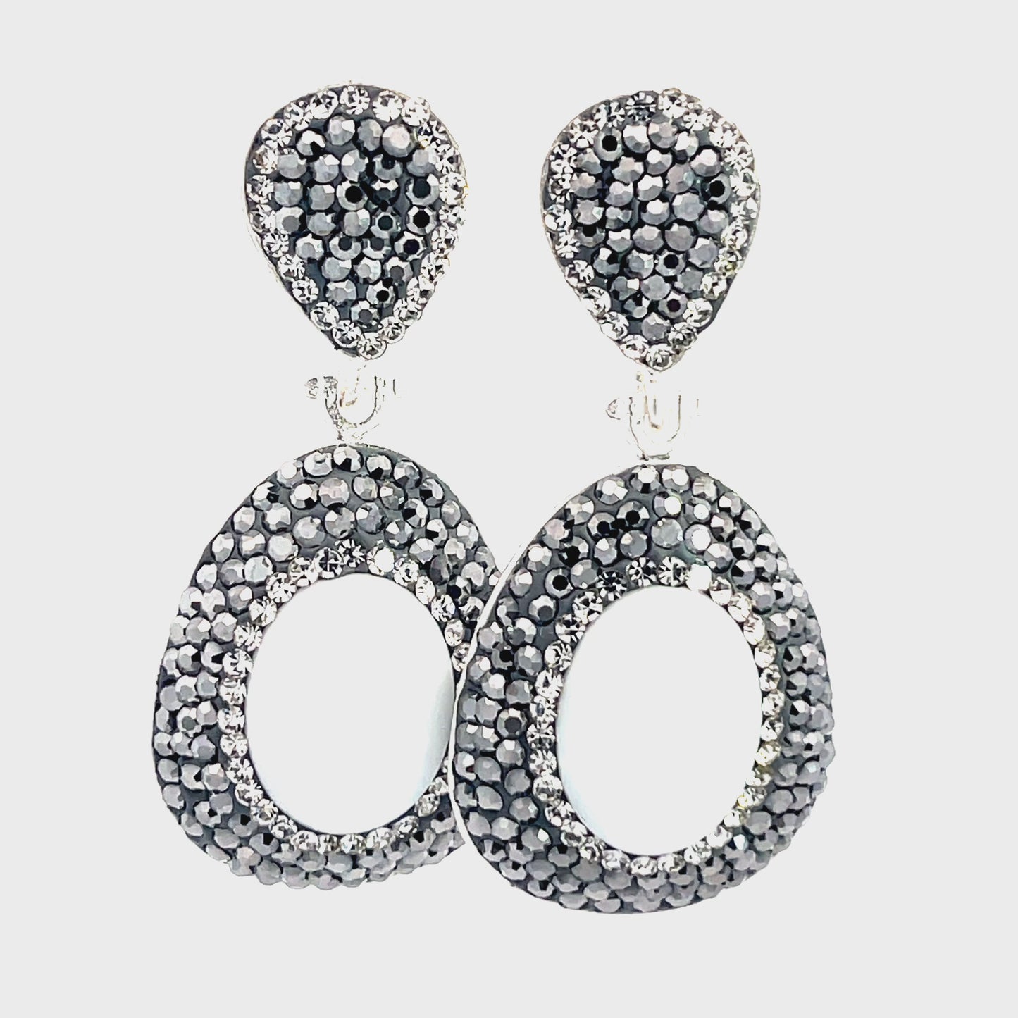 Load and play video in Gallery viewer, White Agate Silver &amp;amp; Hematite Crystal Drop Earring
 Born To Glam