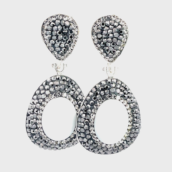 Load and play video in Gallery viewer, White Agate Silver &amp;amp; Hematite Crystal Drop Earring
 Born To Glam