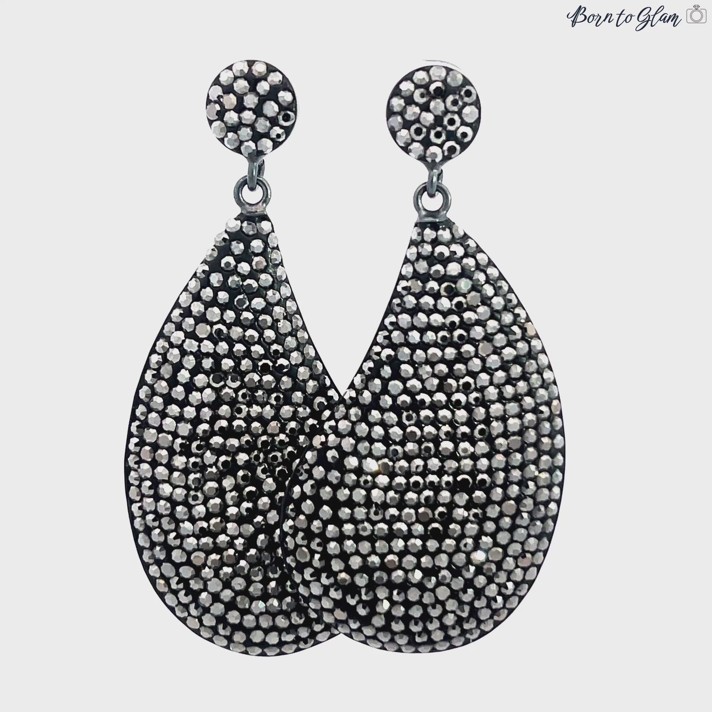 Load and play video in Gallery viewer, Curved Teardrop Crystal 925 Sterling Silver Drop Earrings
 Born To Glam