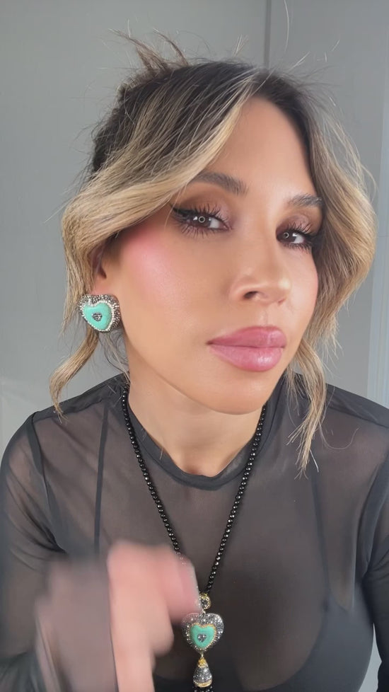 Turquoise Hematite Gemstone Heart Necklace Born To Glam