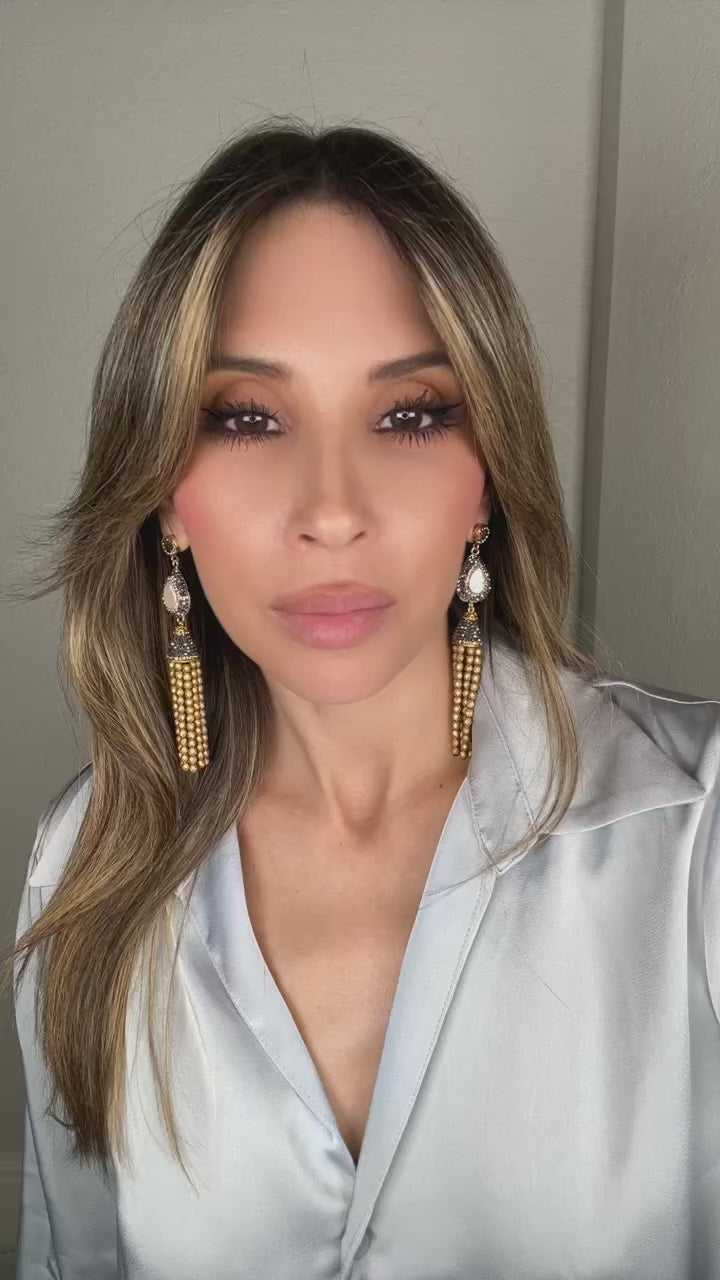 Load and play video in Gallery viewer, Crystal Tassel Gemstone Earrings
 Born To Glam