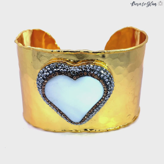 Load and play video in Gallery viewer, Gemstone Gold Adjustable Cuff Bracelet
 Born To Glam