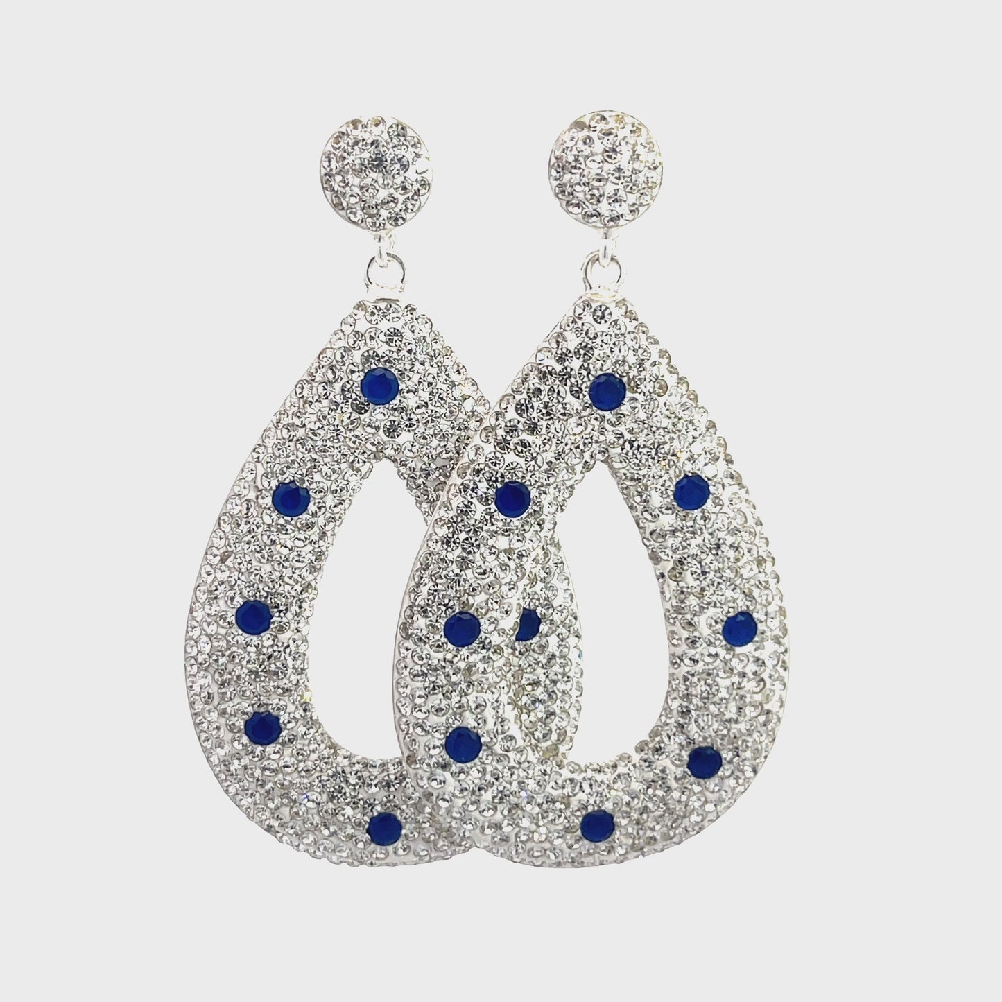 Load and play video in Gallery viewer, Open Teardrop Gemstone 925 Sterling Silver Statement Earring
 Born To Glam