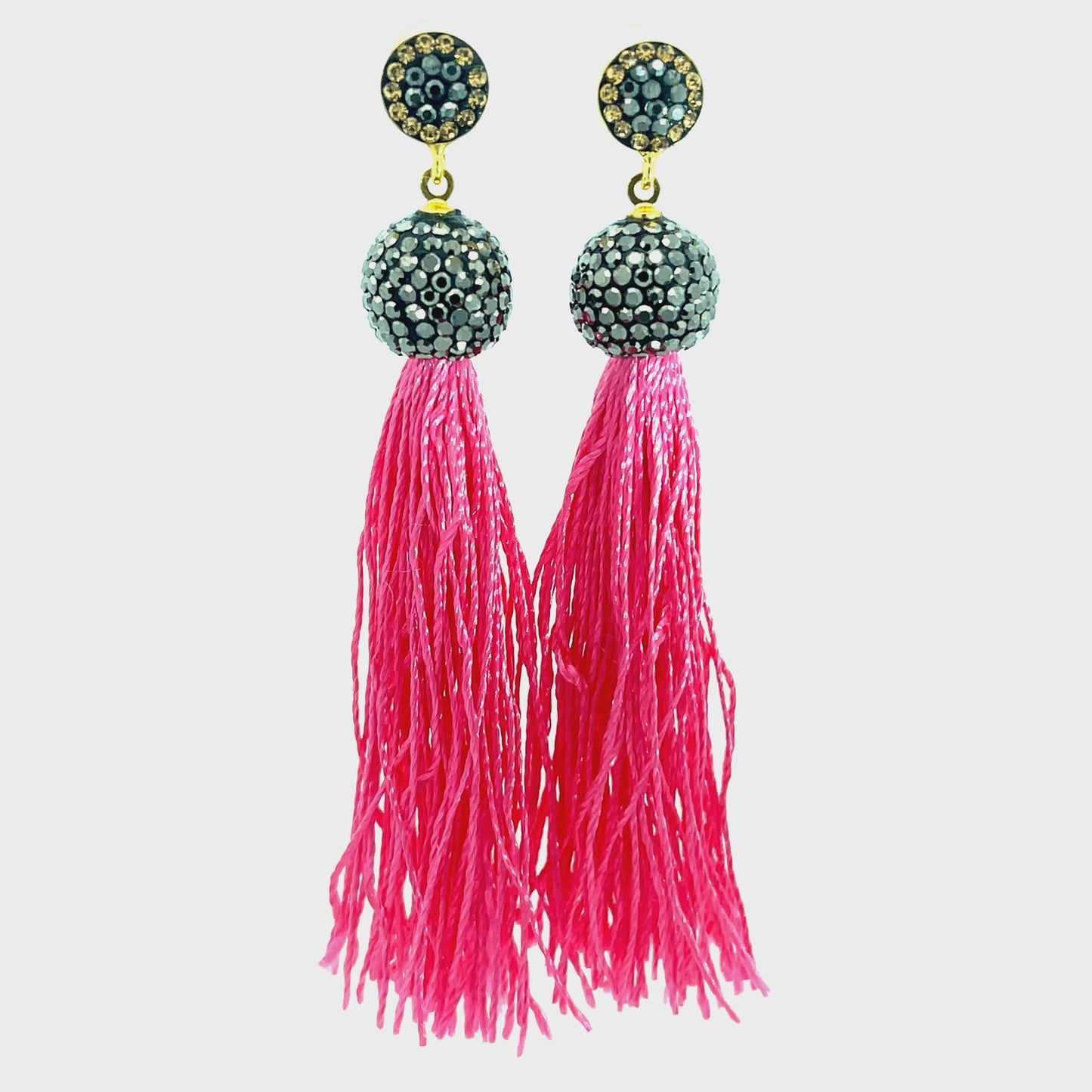 Load and play video in Gallery viewer, Hot Pink Tassel Crystal Earring
 Born To Glam