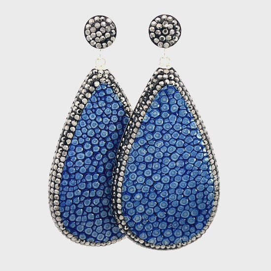 Blue Shagreen Teardrop Earring Born To Glam