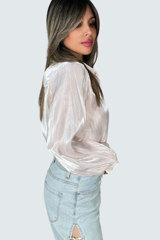 Iridescent Button Down Top - Born To Glam Born To Glam
