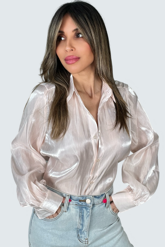 Iridescent Button Down Top - Born To Glam Born To Glam