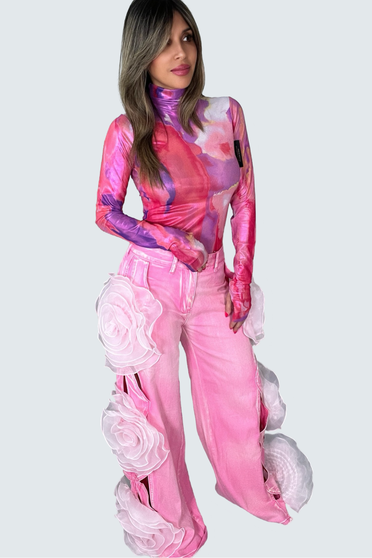 Pink & Purple Metallic Sheer Mesh Top - Born To Glam Born To Glam
