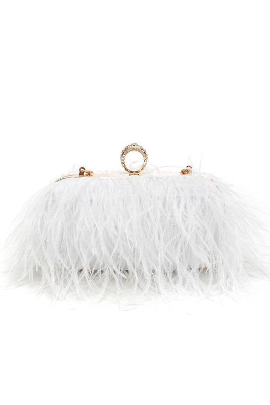 Harlow Feather Evening Bag White - Born To Glam Born To Glam