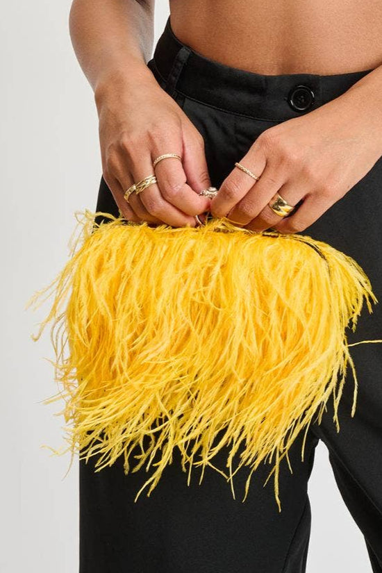 Harlow Feather Evening Bag Gold - Born To Glam Born To Glam
