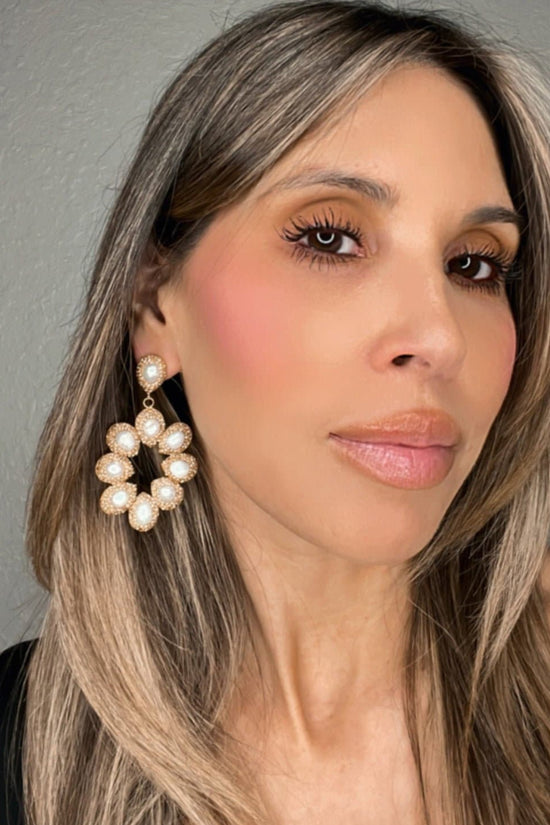 Gold & Pearl Gilded Petal Blooms Earring - Born To Glam Born To Glam